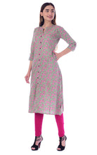 Load image into Gallery viewer, Fern Green Cambric Cotton Kurti
