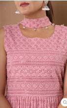 Load image into Gallery viewer, Pink Georgette Sharara Set with Chikankari Work
