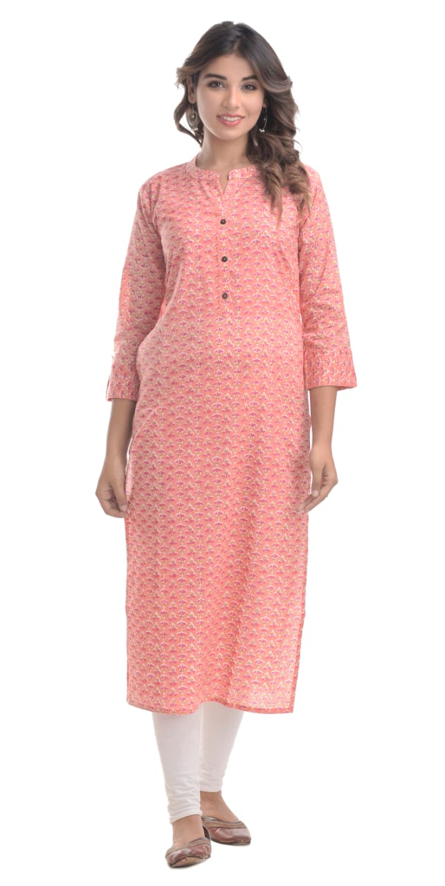 Peach Straight Long Kurti