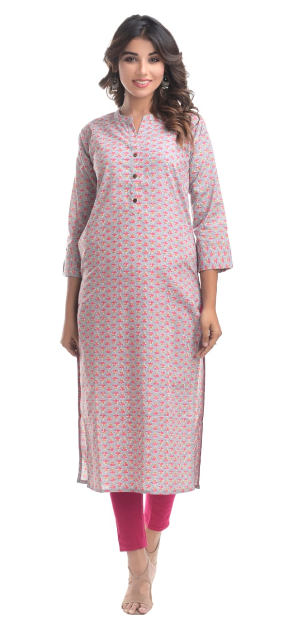 WHITE STRAIGHT COTTON LONG KURTI