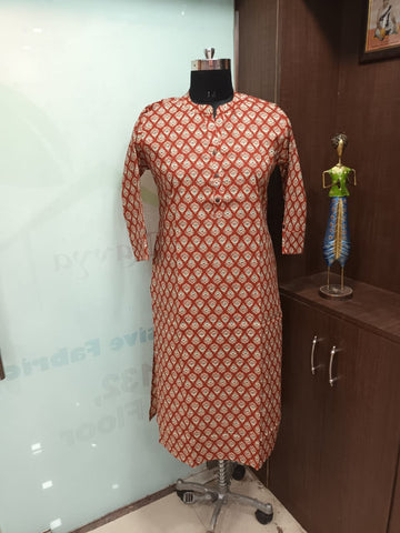 Straight Kurti Cotton Fit with High Neck Styling