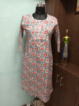 Cambric Cotton Printed Kurti with Gota Pati on Neck and Sleeves