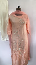 Load image into Gallery viewer, Dola Silk Kurti Full Set with Aurganza Dupatta and Pearl Work
