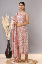 Load image into Gallery viewer, Multi Color Cotton Printed Anarkali With Pant And Dupatta
