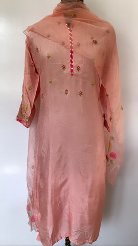 Festive Wear Dola Silk Pink Tunic with Dupatta