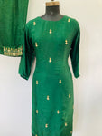 Green Silk Kurti Pant Set with Gota Pati Work