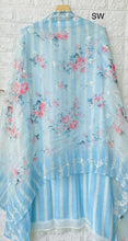 Load image into Gallery viewer, Light Blue Muslin semi stitched suit
