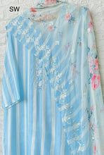 Load image into Gallery viewer, Light Blue Muslin semi stitched suit
